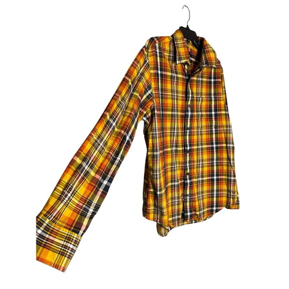 Banana Republic Men’s Plaid Button Down Long Sleeve Shirt Yellow Orange Large - Picture 2 of 8